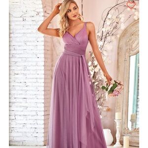 Ever Pretty Pink Ruched Sleeveless Maxi Dress